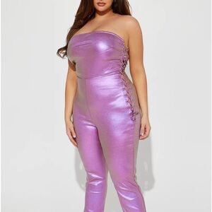 High Expectations Metallic Jumpsuit - Pink NEW